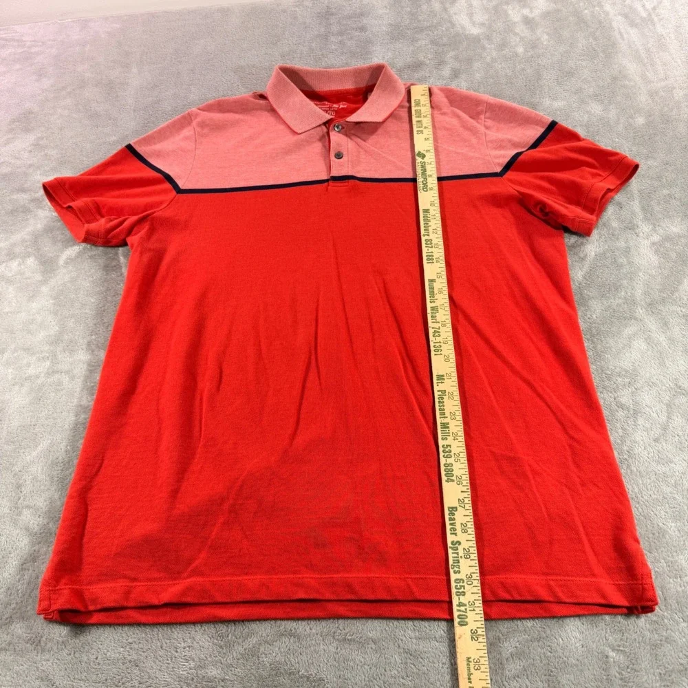 Banana Republic Polo Shirt Mens XL Red Colorblock Birdseye Block 457621-00